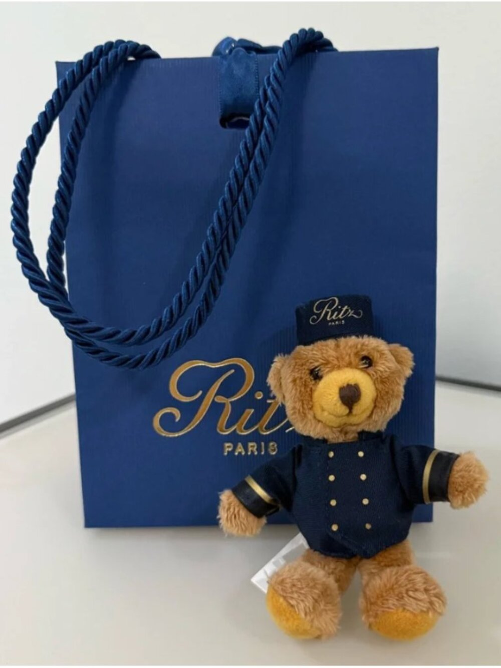 NEW Ritz Paris Teddy Bear Bellboy Key Ring Keychain